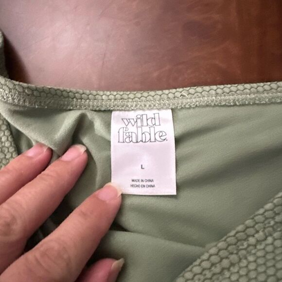 Wild Fable Women's Pique Textured High Leg CheekyHigh Waist BikiniBottom NWOT  L - Picture 6 of 9